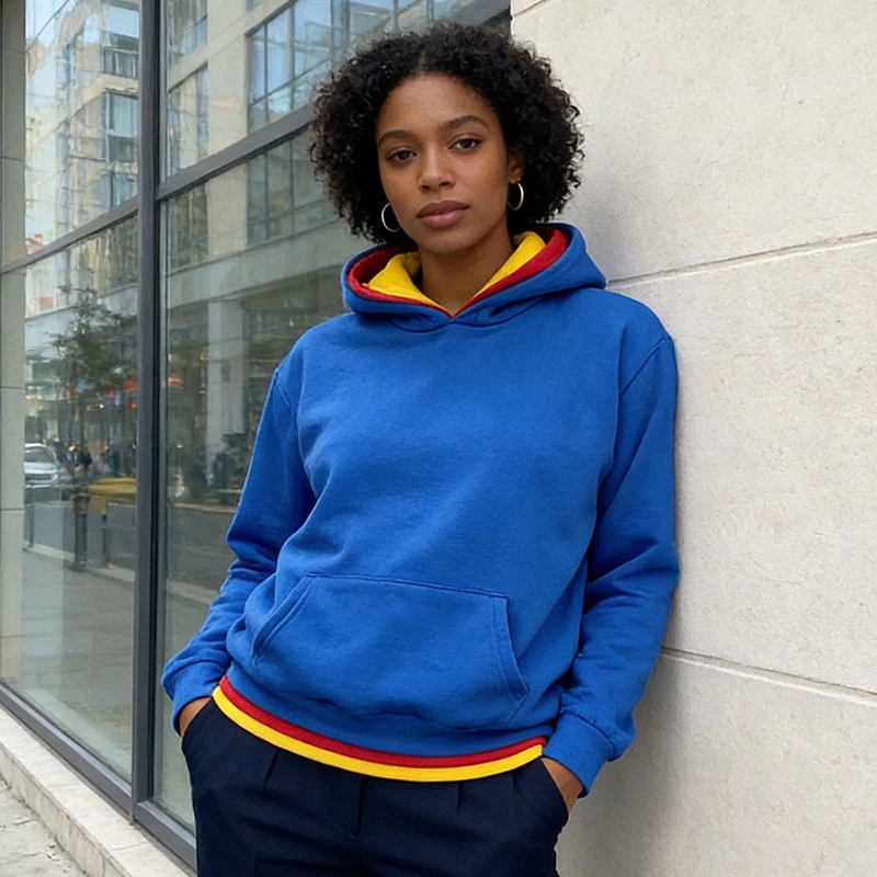 

Модная осенняя толстовка Dopamine Fashion контрастного цвета, однотонная, с длинными рукавами, карманами, свободного кроя, повседневная, в стиле Y2K, уличная, хип-хоп, пуловер