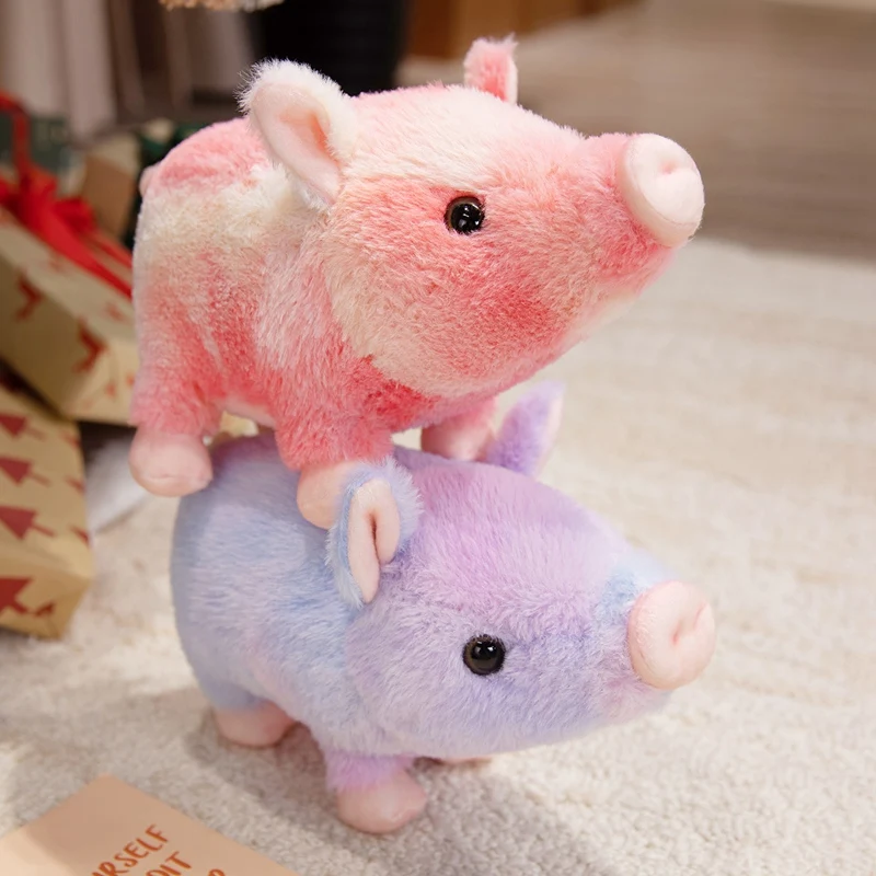 1pc 23cm Color Pig Standing Posture Plush Animals Soft Dolls Baby Soothing Toys Kids Throw Pillow Birthday Halloween Gifts Decor