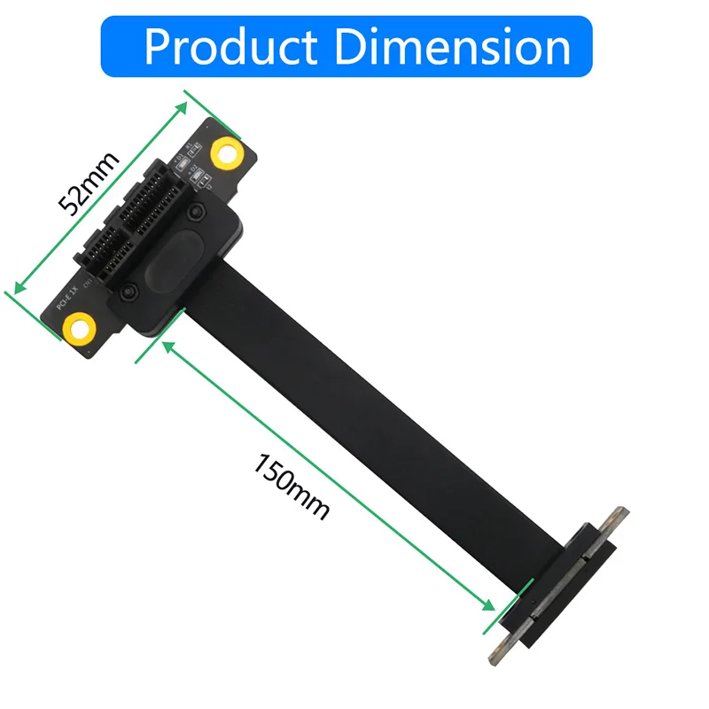 Cabo de extensão pci express 1x de 15cm com led de alimentação 3.3v 12v duplo ângulo reto de 90 graus 8gb pci-e pcie 36pin x1 para x1 cabo riser