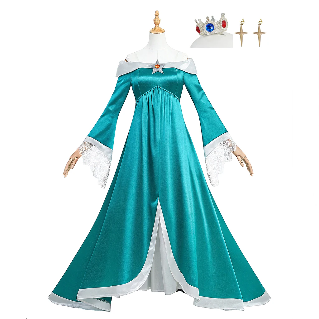 

Movie Rosalina Cosplay Costume Dress Crown Accessories Suit Women Princess Costume Ball Gown Halloween Fancy Party Outfits