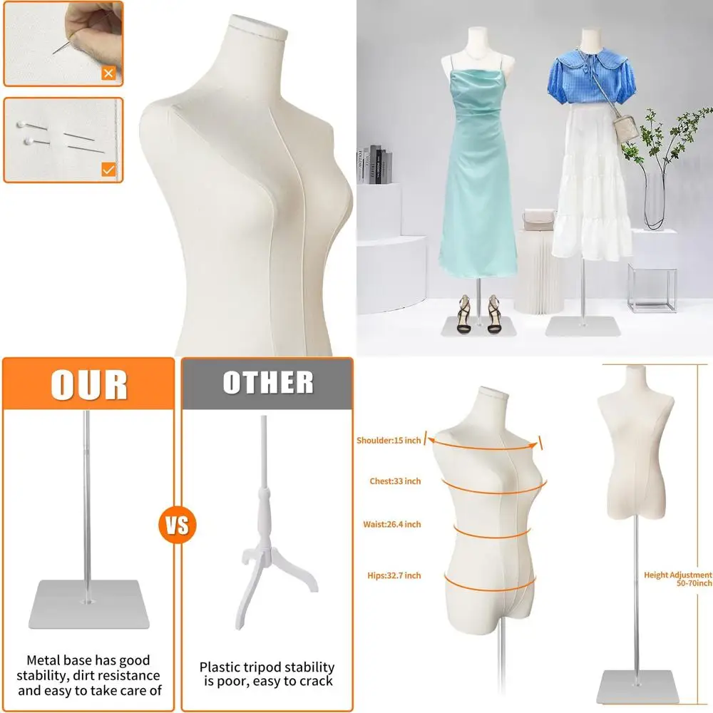 

Adjustable Height Female Dress Form Stand, 50-70 for Sewing, Clothing & Jewelry Display