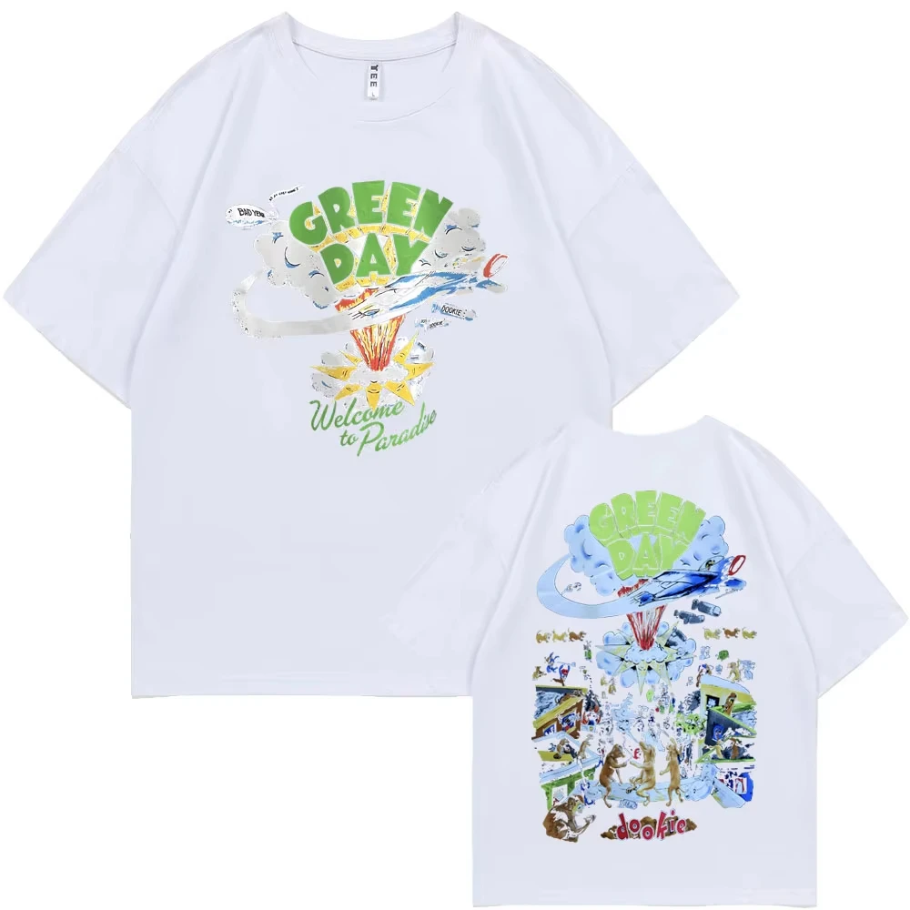 فاسق الفرقة الأخضر يوم Dookie تي شيرت الرجال النساء الكلاسيكية القوطية خمر روك تي شيرت الذكور الهيب هوب المتضخم التي شيرت 90s الشارع الشهير