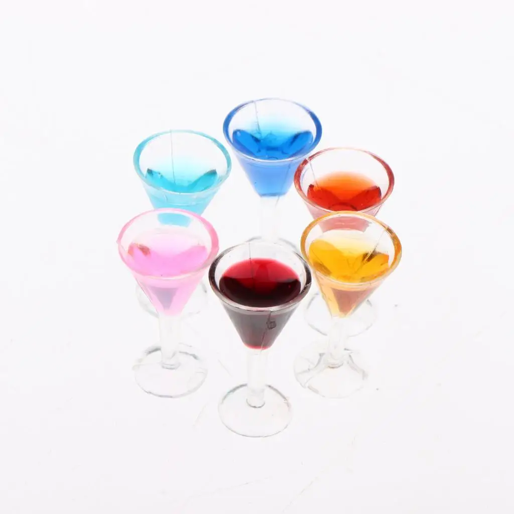 1:12 Scale Dollhouse Miniature 6 Pieces Different Colors Cocktail Cups Set Drink Model