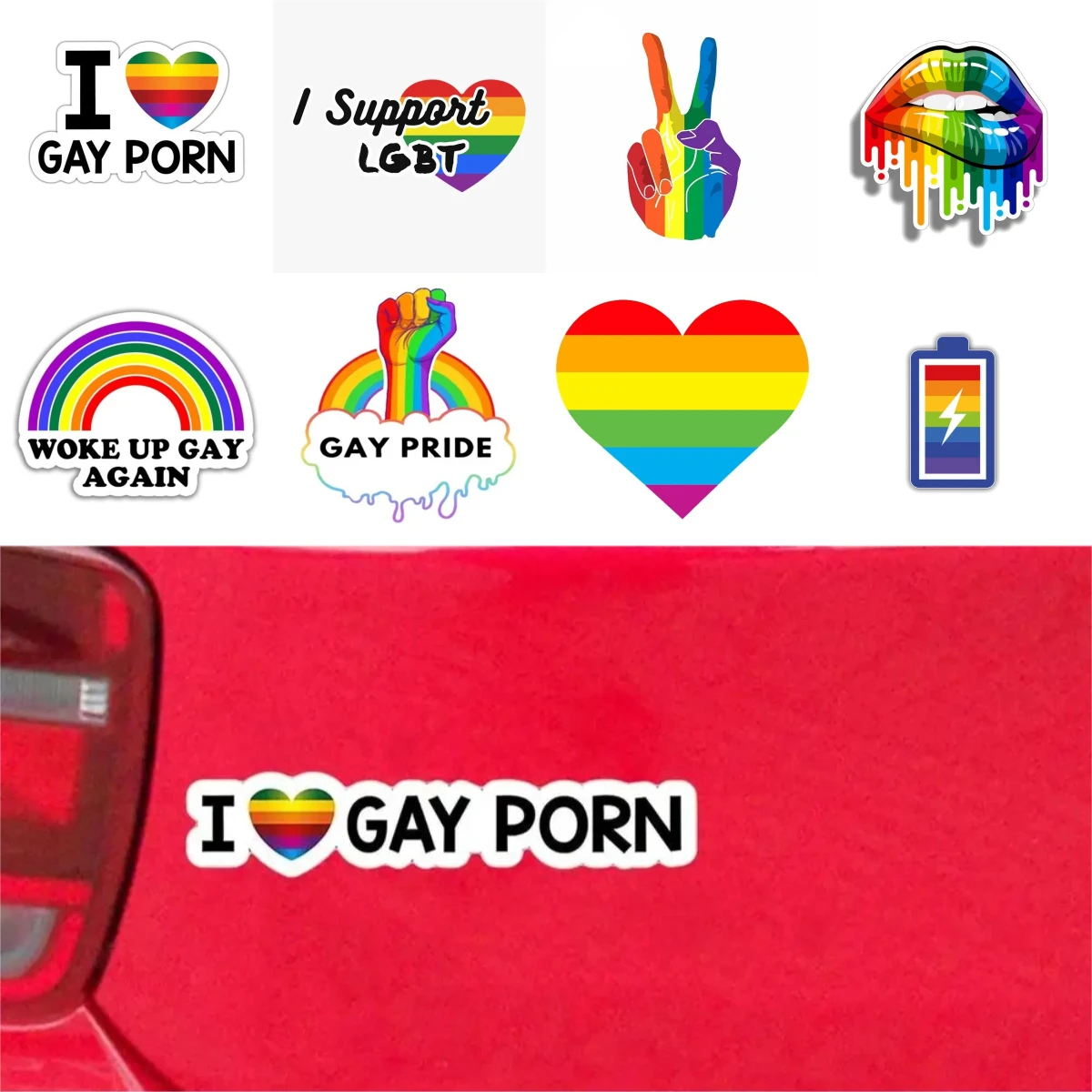 

2025 New Pride Car Bumper Sticker Bicycle Laptop Waterproof Vinyl Decal Funny LGBTQ+ Exterior Decoration