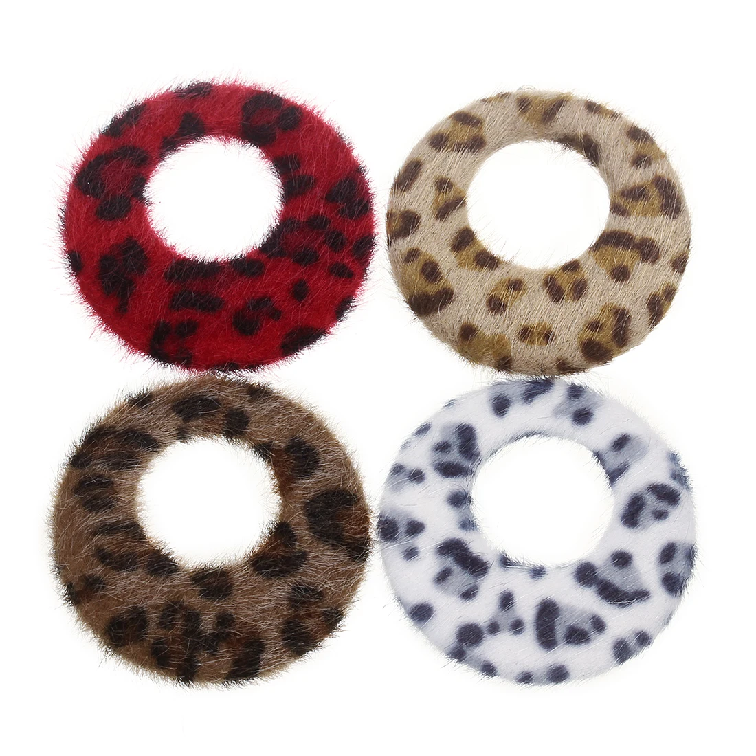 10pcs/lot Leopard Print Plush Pendant Round Punk Pendant For Jewelry Making Fashion Retro Earrings Necklace DIY Accessories