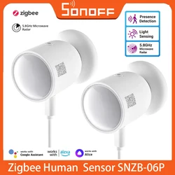 SONOFF-Sensor de Pressão Humana Zigbee, SNZB-06P, Radar Microondas, Smart Home, Funciona com Alexa, Google Home, IHost ZB Bridge-P, 5.8GHz