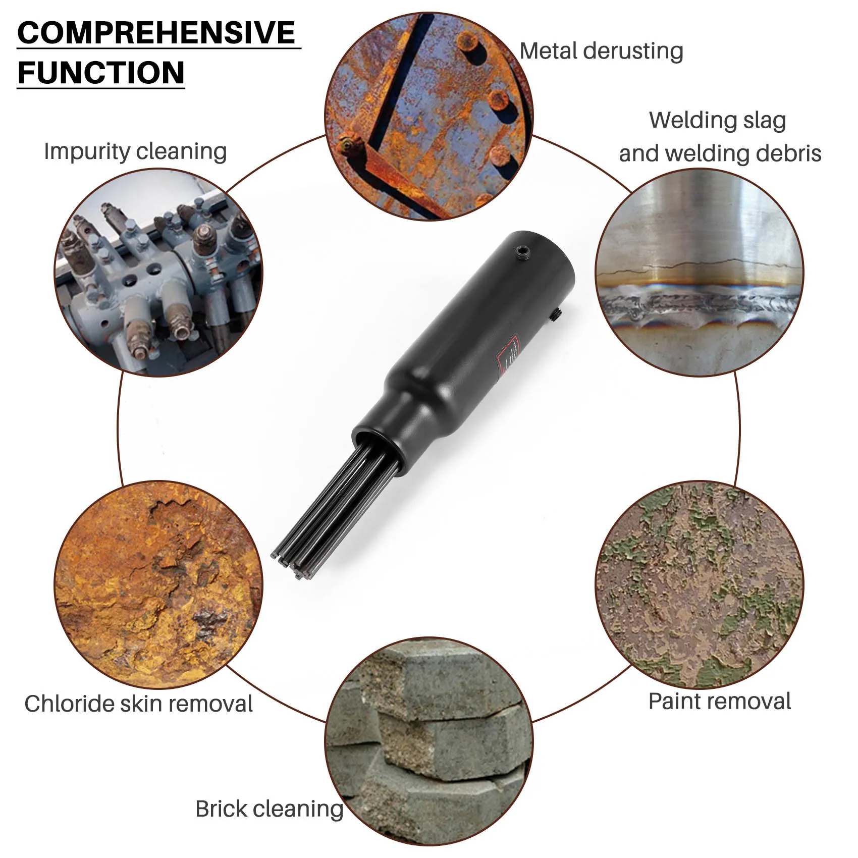 A74U 19 Pins Air Descaler Needle Tool Kit Fits Air Chisel Hammer Removes Paint And Rust Scaler Kit Air Rust Remover Slag Cleaner