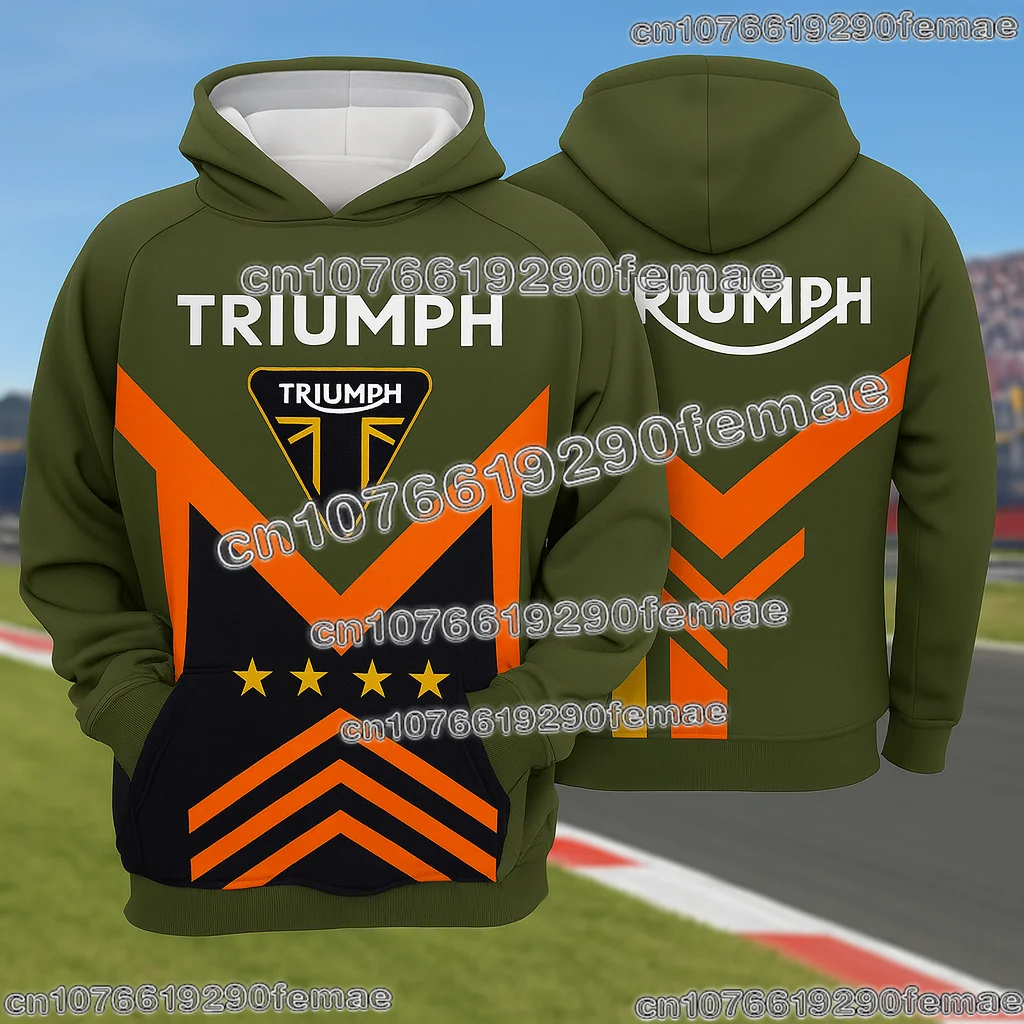 

Мотоциклетная толстовка Triumph для мужчин и женщин, 2026, модная толстовка для верховой езды, уличная одежда, повседневный удобный топ с капюшоном