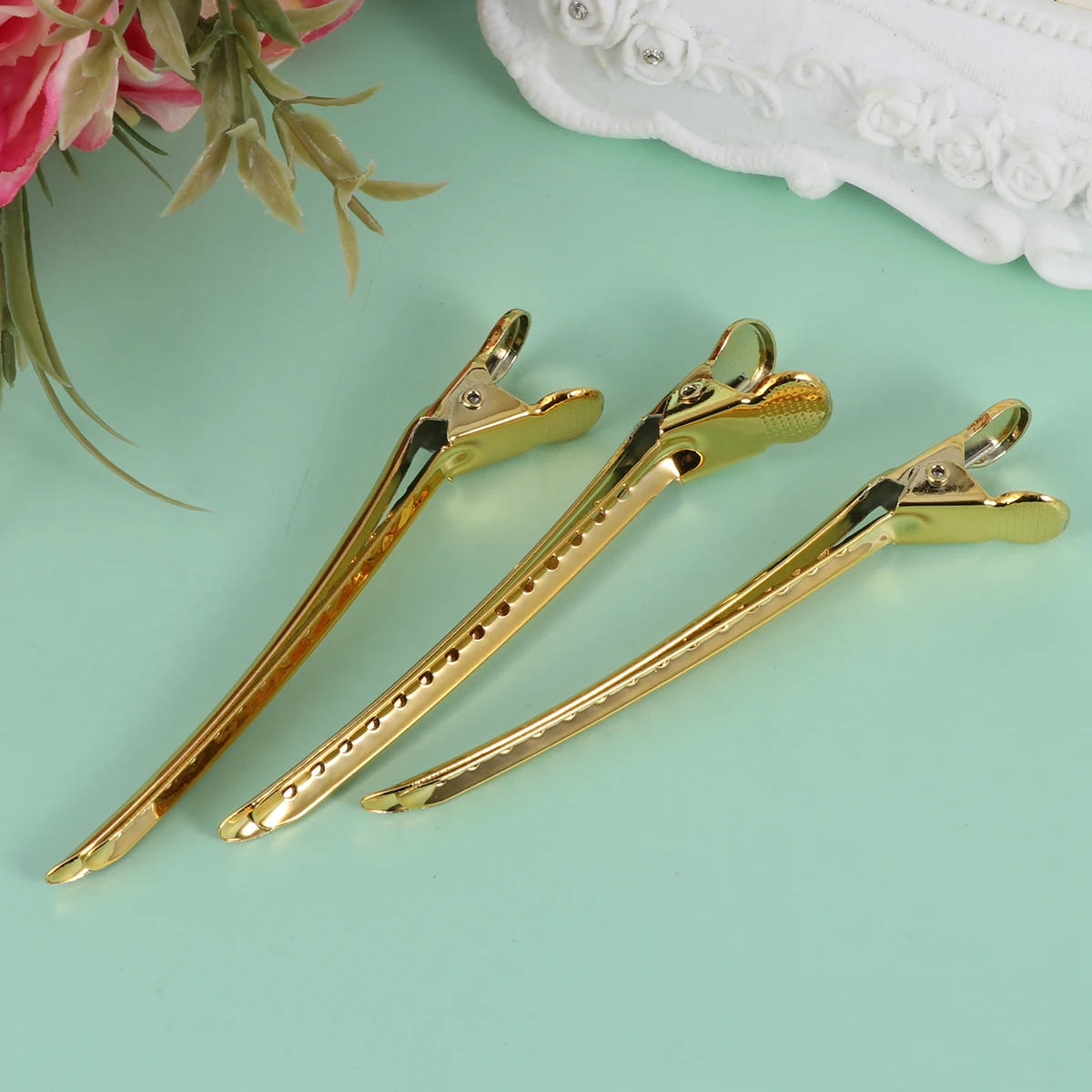 

12pcs Stainless Steel Hair Sectioning Clips Durable Salon Hairdressing Tool Fastening Pins For Styling Coloring 9Cm Sky-Blue