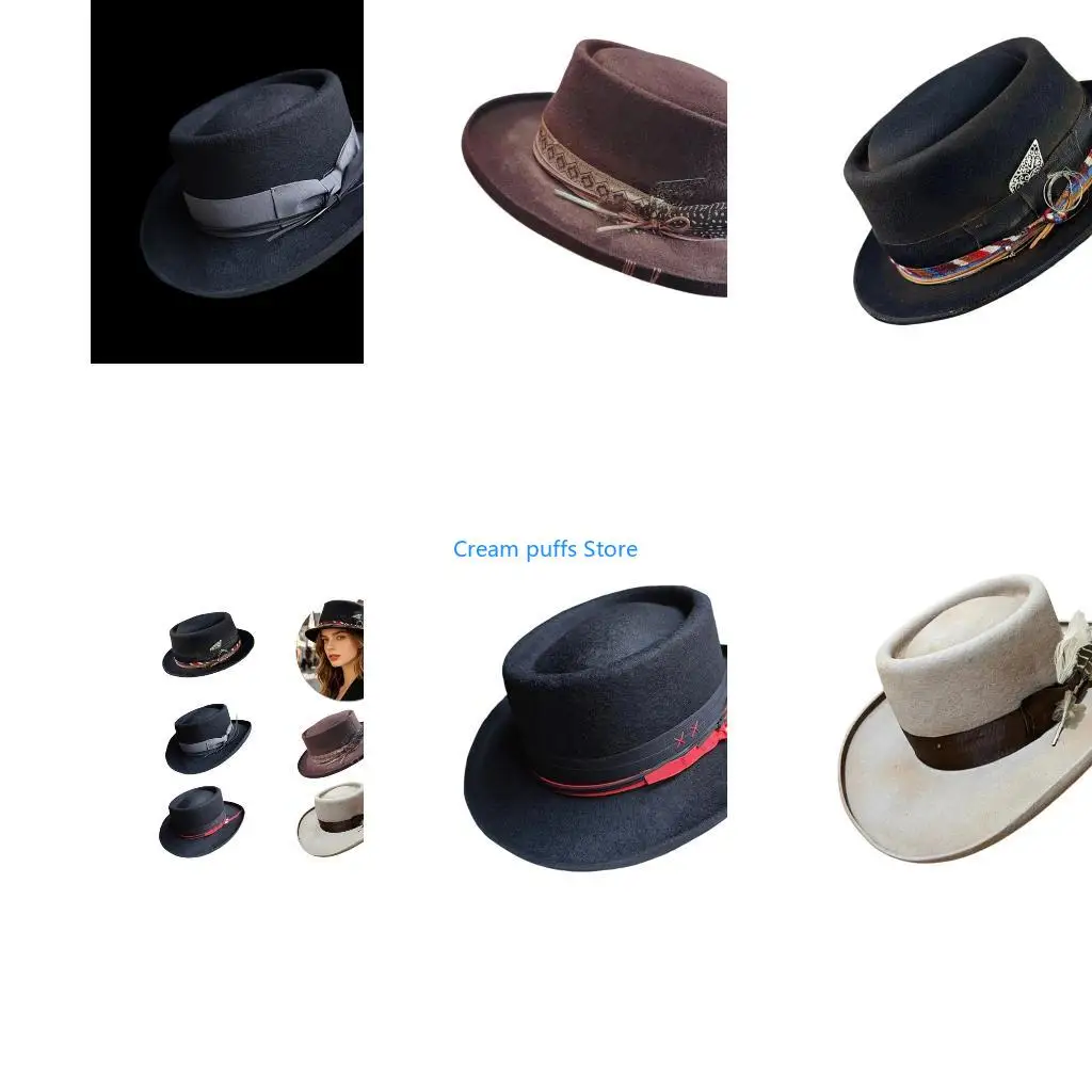 50LE Light weight Wool Felted Hat Dramatic Performances Hat Artistic Youth Hats Suitable for Outdoor Activity