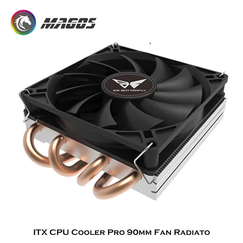 Itx Cpu Cooler Pro 90Mm Ventilator Radiator Wit Slank Low-Profile 39Mm Hoog 4 Heatpipes Luchtkoeling Heatsink 1700 1200 115x 5V Argb