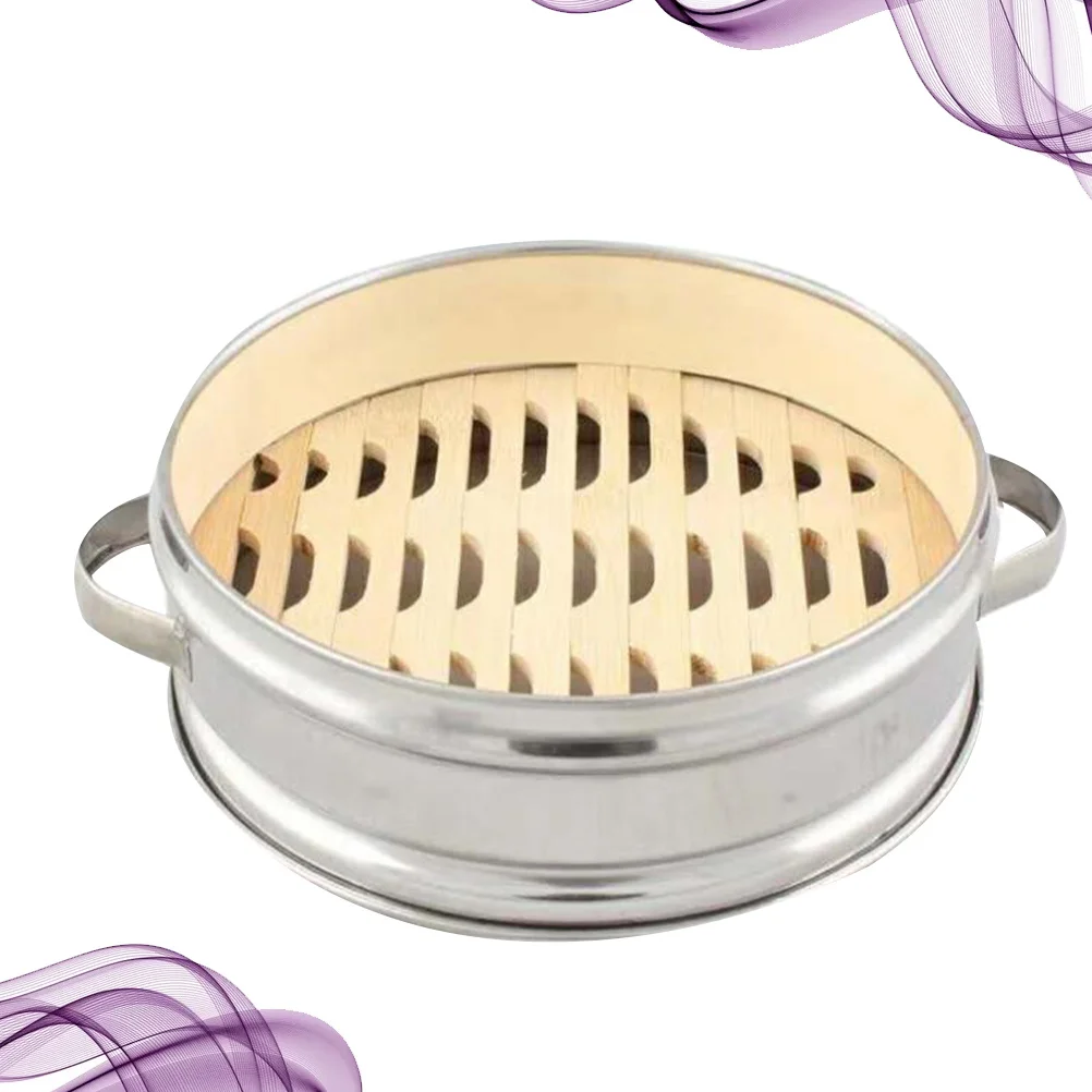 

Stainless Steel Bamboo Bottom Steamer Basket 20Cm Cookware Steam Rack For Dumplings Buns Food Steamer Kitchen Use