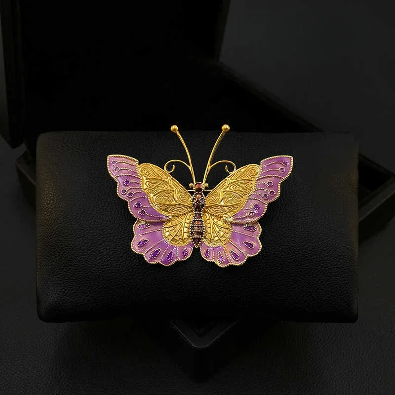 

Premium Enamel Butterfly Corsage Women's Luxury Cheongsam Jacket Retro Brooch Coat Neckline Pin Clothes Accessories Jewelry 5726