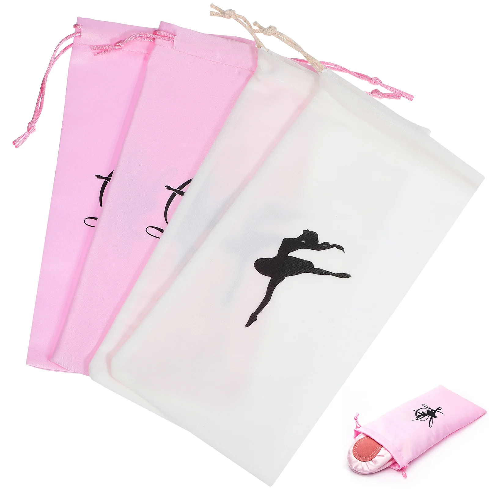 4 Pcs Pointe Shoe Bags Dance Shoe Bag Ballet Shoe Bag Drawstring Storage Bags For Women Teens Girls Travel Shoe Bag