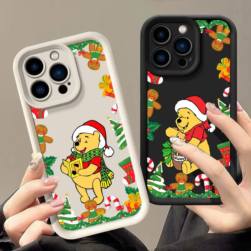 Christmas Tree Winnies The Poohs Phone Case For iPhone 16 15 14 13 12 11 Pro Max Plus XS 7 8 SE2 Shockproof Funda Silicone Cover