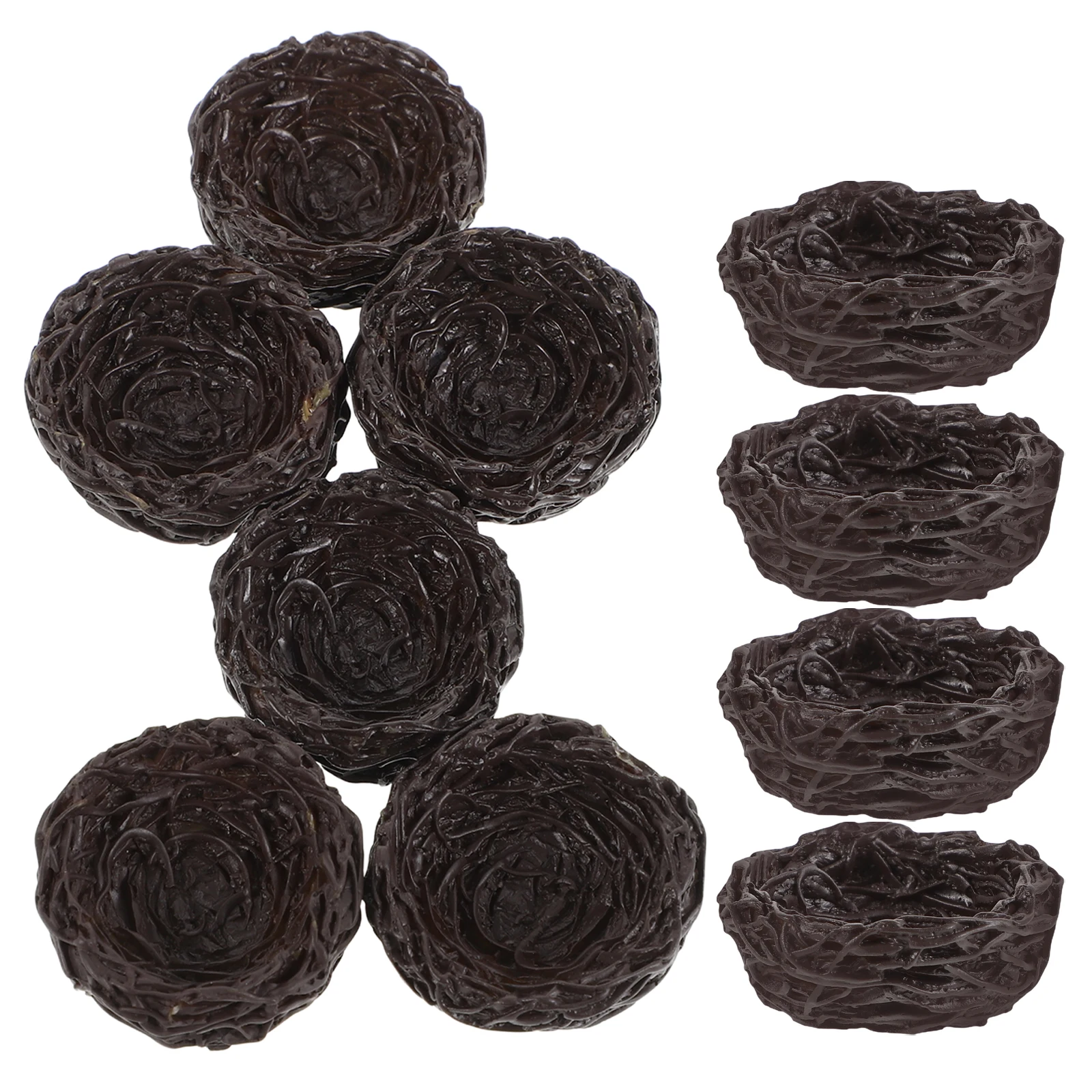 

10pcs Mini Resin Bird Nest Ornaments Realistic Home Office Decor Easter Eggs Christmas Tree Artificial Egg Decor