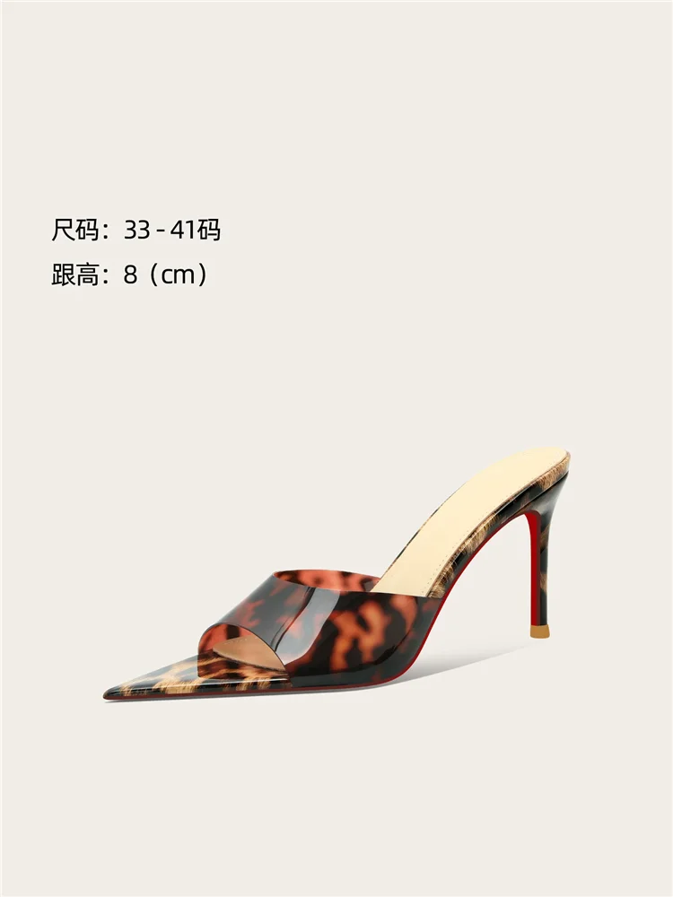 Summer New High Heels Mesh Water Diamond Transparent PVC Fine Heel Fashion Slippers Dress Tip Large Size Small Size Women Sandal
