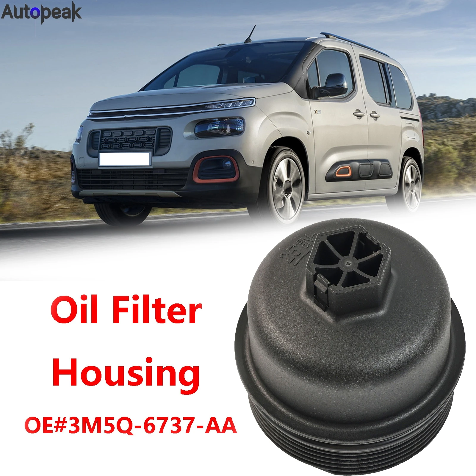 For Citroen Berlingo C2 C3 C4 C5 Nemo Xsara Relay Oil Filter Housing Cover Cap Plastic 3M5Q-6737-AA 1303477 1103L7 1103P8