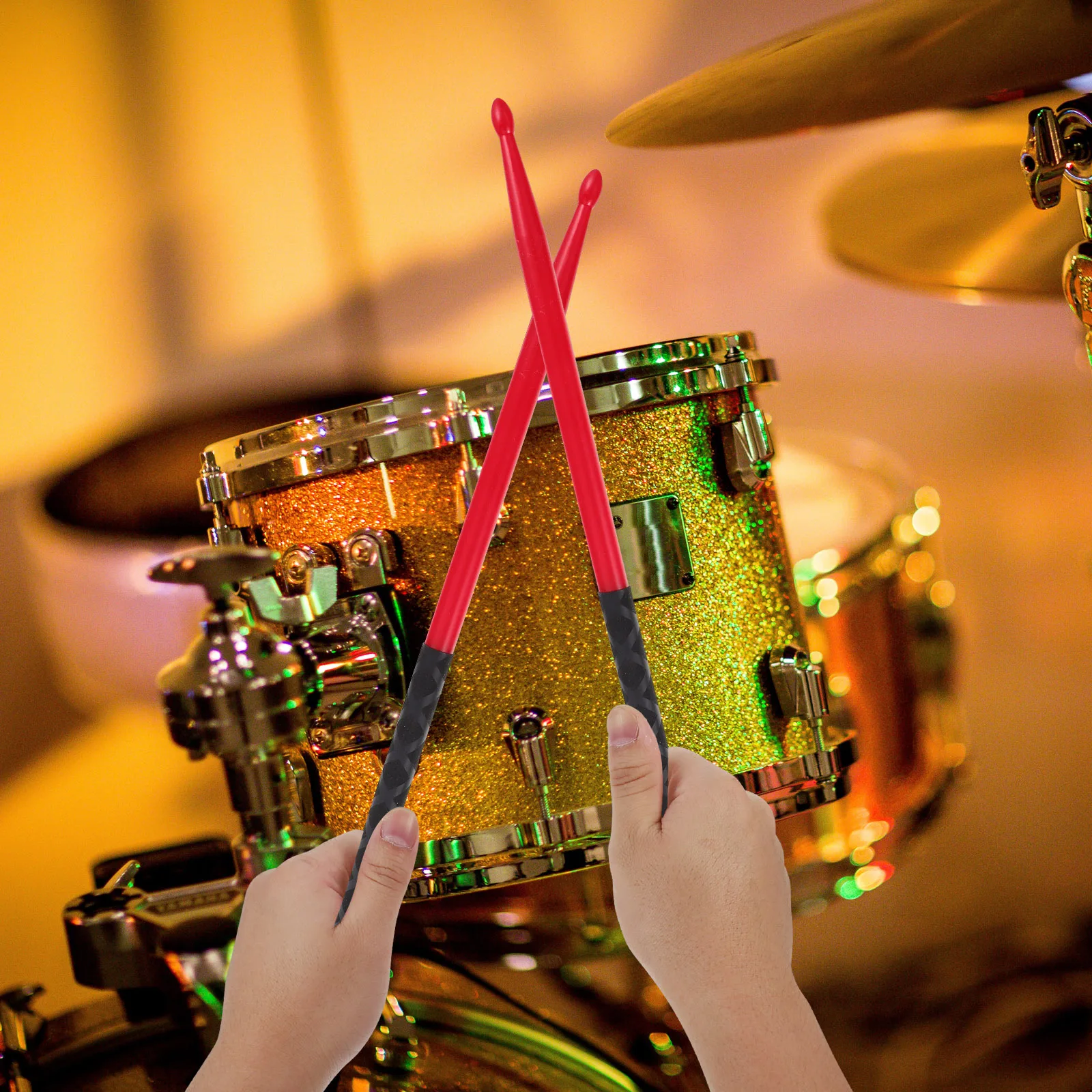 

3 Pairs Drum Stick Colorful Drumsticks Music Electronic Red Marching Instrument Plastic Comfortable Grip Well-polished Handle