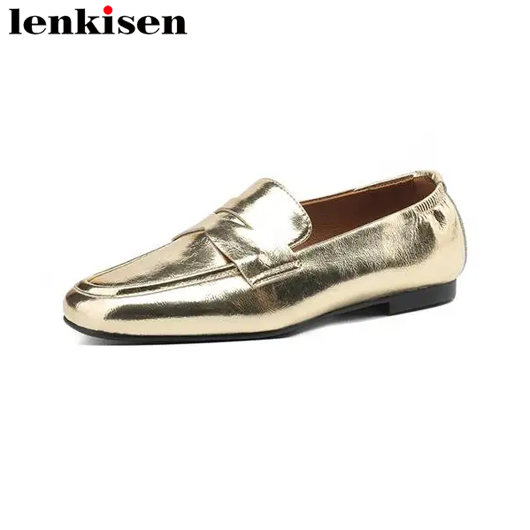 

Lenkisen 2024 New Arrivals Cow Leather Round Toe Slip On Women Spring Shoes Brand Modern Ins Fashion Luxury Autumn Ballet Flats