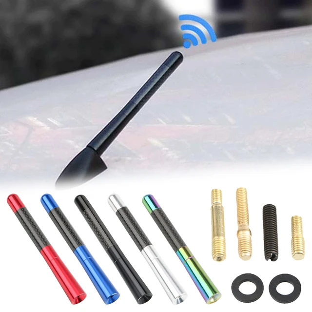 1.5x12cm Odbiornik sygnału samochodowego Uniwersalna wielokolorowa antena z włókna węglowego Czerwony Niebieski Czarny Srebrny Kolorowe akcesoria samochodowe 7 sztuk / zestaw