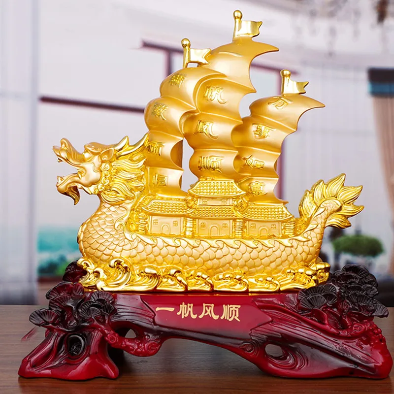 

Creative Feng Shui Sailboat Sculpture Resin Ornaments Home Living Room Wine Cabinet Decorations Accessories Opening Gifts