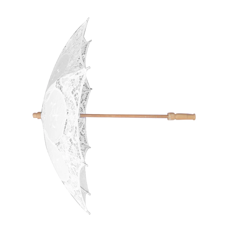 

Elegant Lace Parasol for Wedding Bridal Shower Decorative Photo Umbrella Clear Women Dress Bamboo Graceful Embroidery Pure