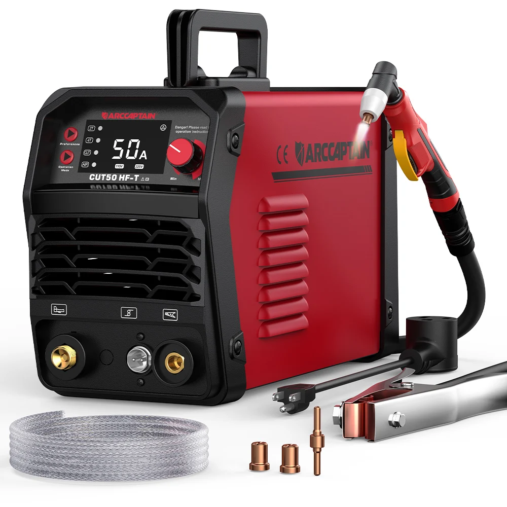Cortadora de Plasma ARCCAPTAIN CUT50 Air HF, Máquina de Corte por Plasma con Control Digital Synergy, Inversor de CC Portátil de 50A, AR-CUT50-HF-T 2T 4T para Corte y Soldadura