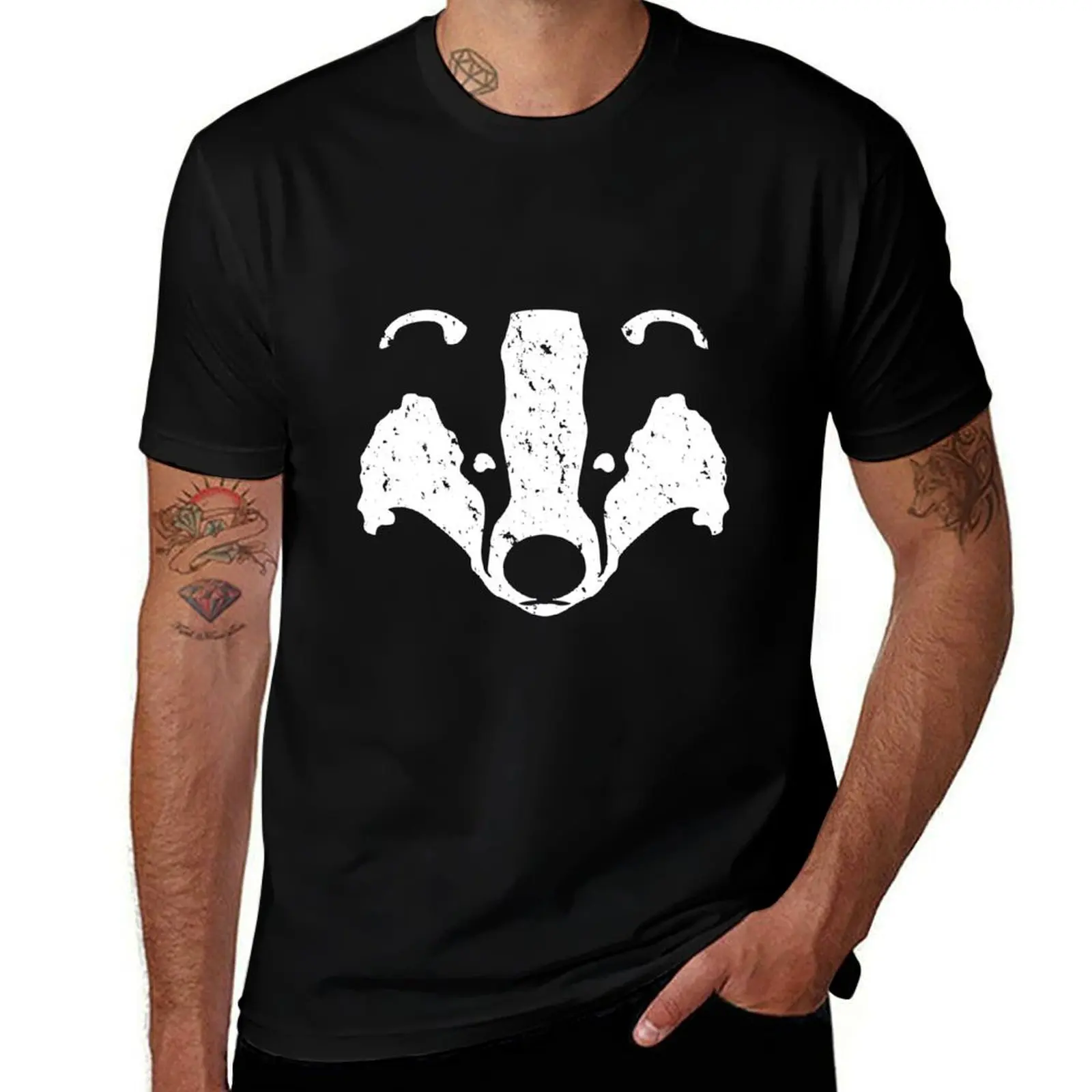 

Badgers Crossing (White Badger Face) T-Shirt oversizeds custom t-shirts funny meme t-shirts slim fit t shirts for men