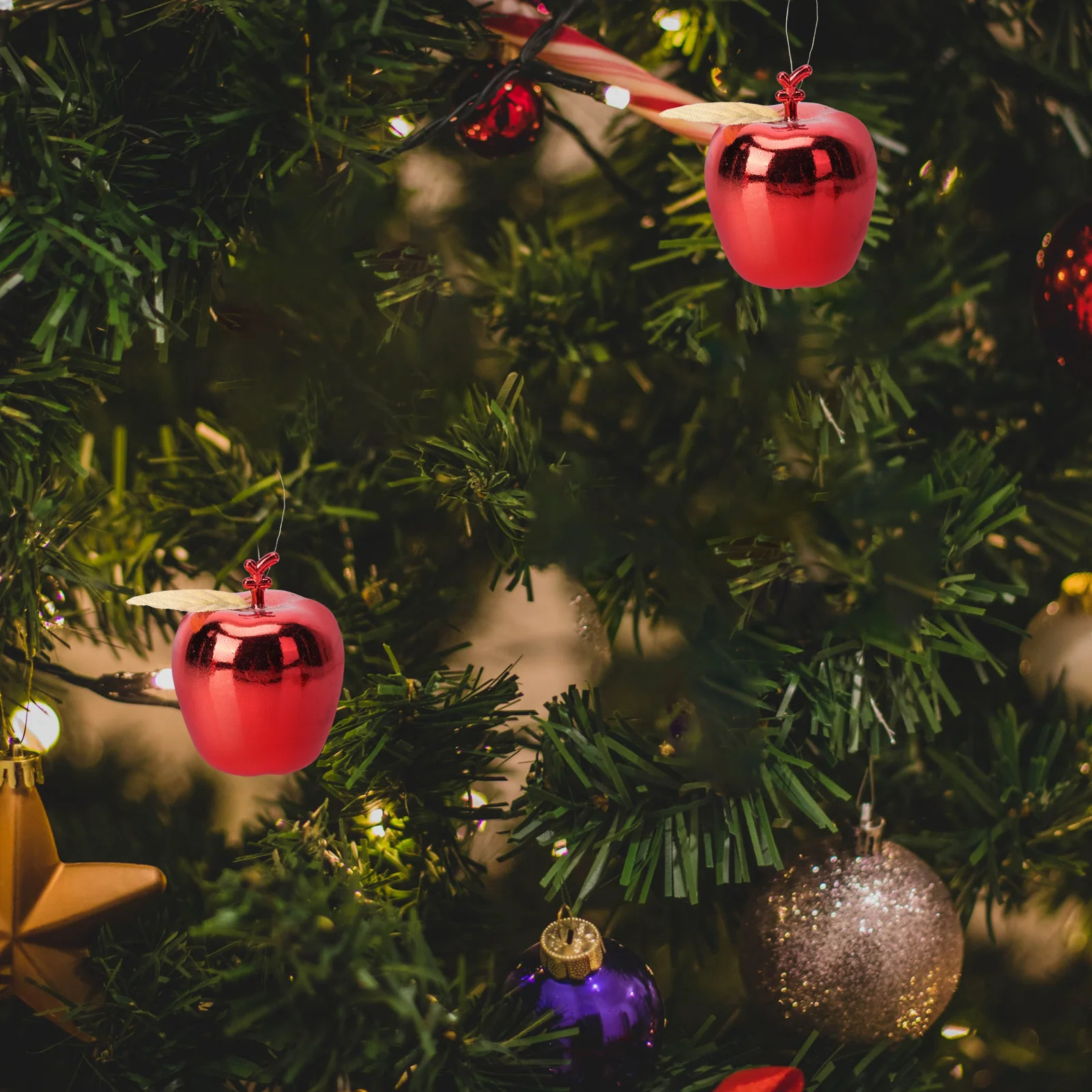 24 قطعة عيد الميلاد التفاح الحلي محاكاة مطلي زينة معلقة لشجرة إكليل عيد الميلاد ديكور المنزل قلادة عيد الميلاد #6