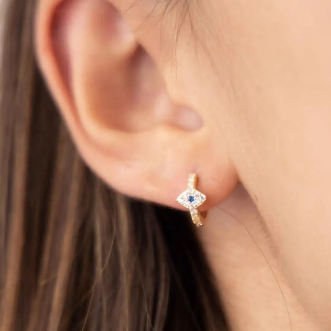 European and American Cold Wind Devil's Eye Ear Buckle Fashion Diamond Set Personalized Light Luxury Design Earrings