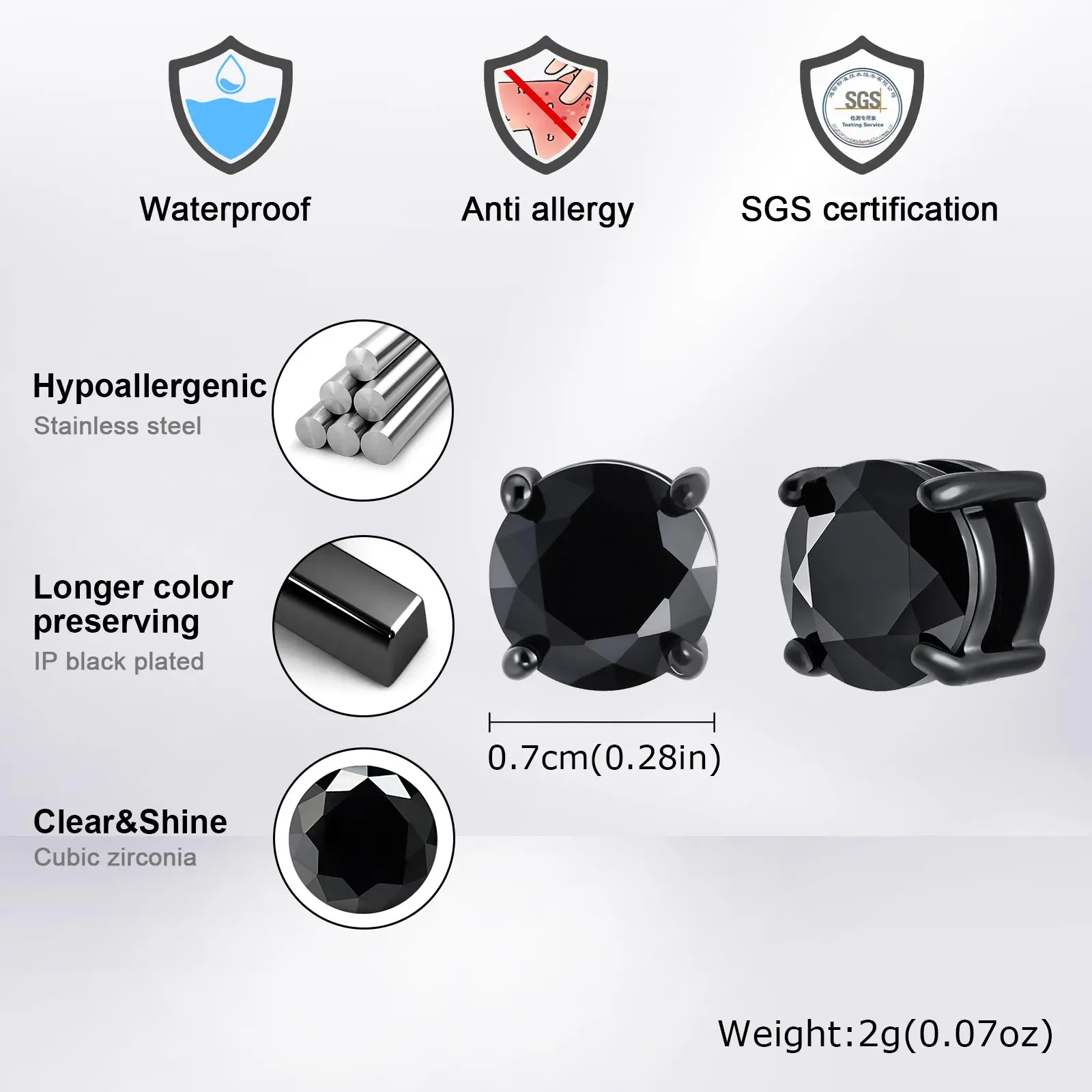 Punk Runde Zirkon Magnetische Ohrstecker Clips Nicht Piercing Edelstahl Kleine Ohrringe für Frauen Männer Modeschmuck ﻿ – Detail 8