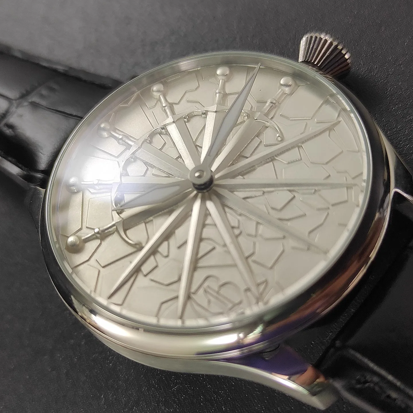 Vakuy ساعة عسكرية ميكانيكية يدوية 42 ملم للرجال ستة أوردة Excalibur Dafei Seagull ST3601 Jones Sword Swiss قوية مضيئة