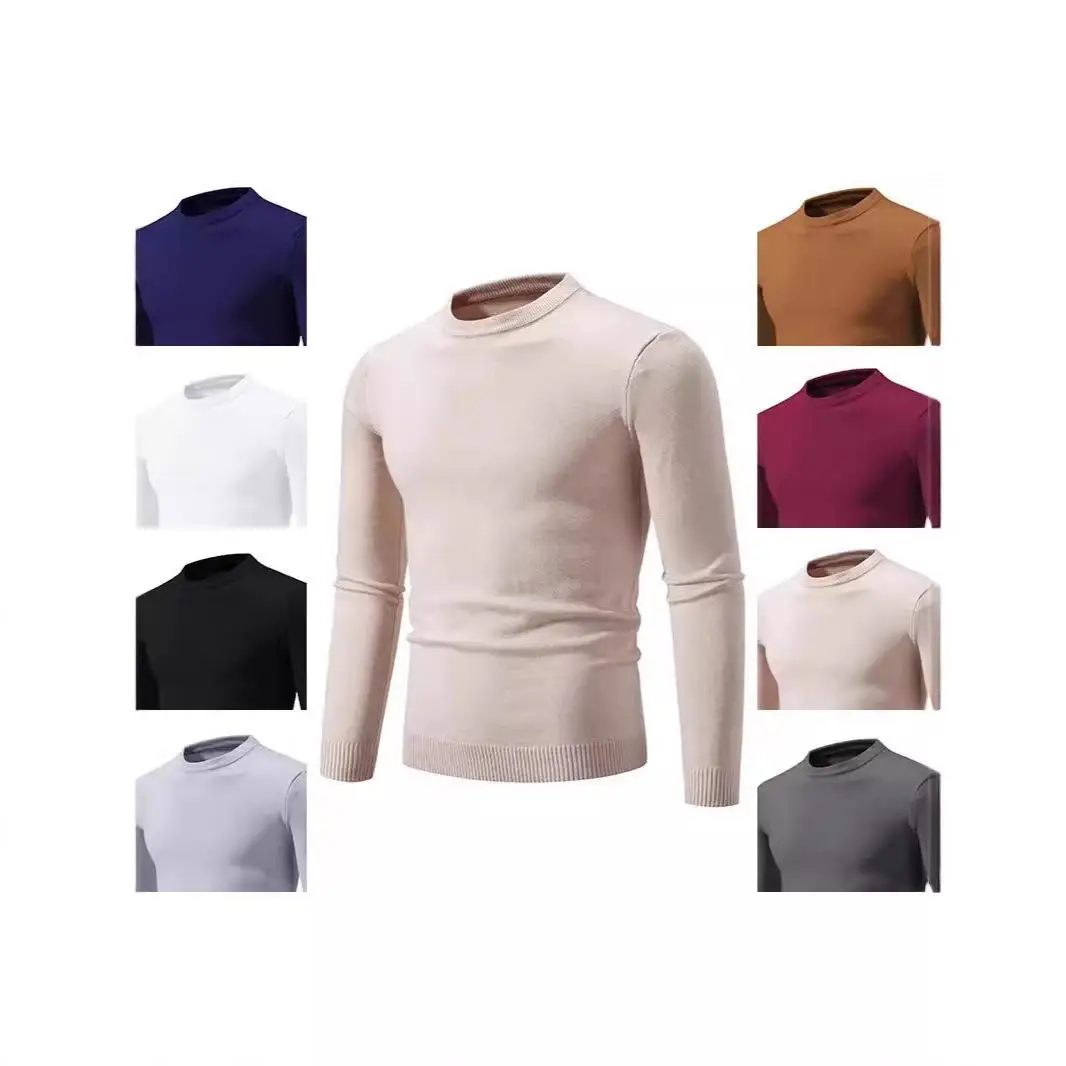 

Мужской вязаный свитер больших размеров с длинным или коротким рукавом, из полиэфирного волокна, с круглым вырезом, дышащий, повседневная одежда для ежедневного использования