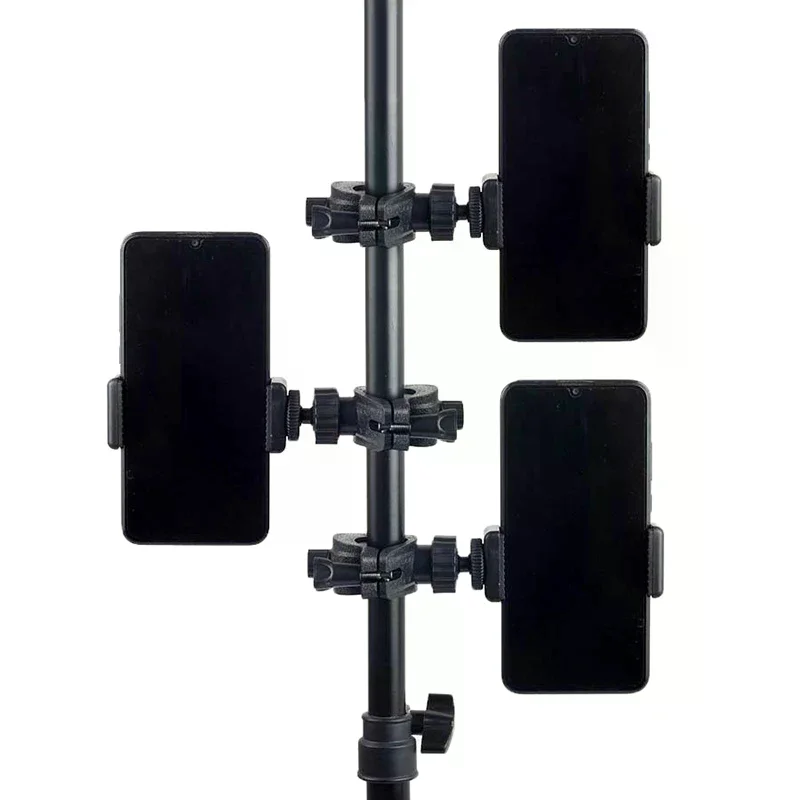 SLR Camera Phone Holder For Circular Lamp Tripod Phone Live Streaming Bracket Automatic Clamping 360 ° Rotating Bracket 1 Set