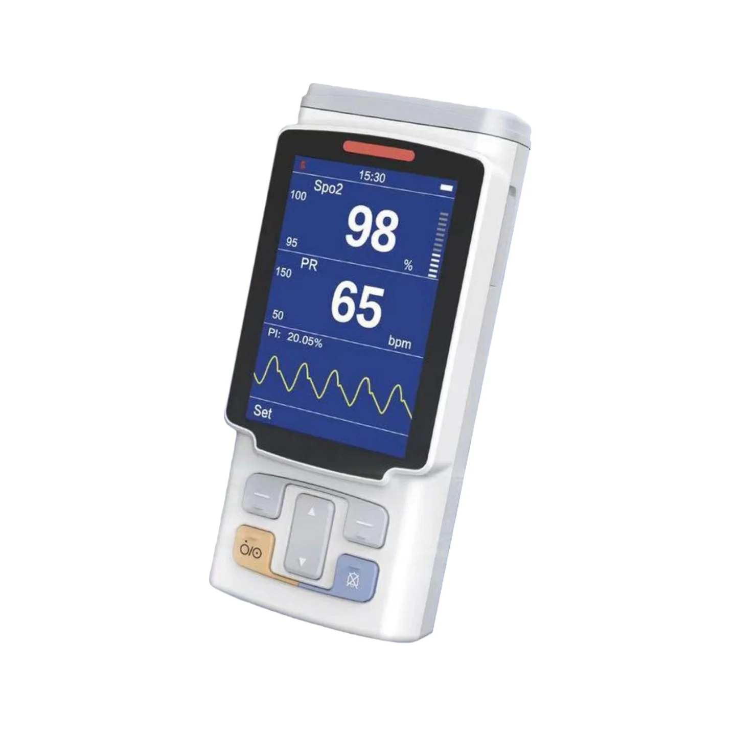 Portable blood oxygen saturation monitor, designed for measuring heart rate and blood oxygen saturation, featuring a veterinary-