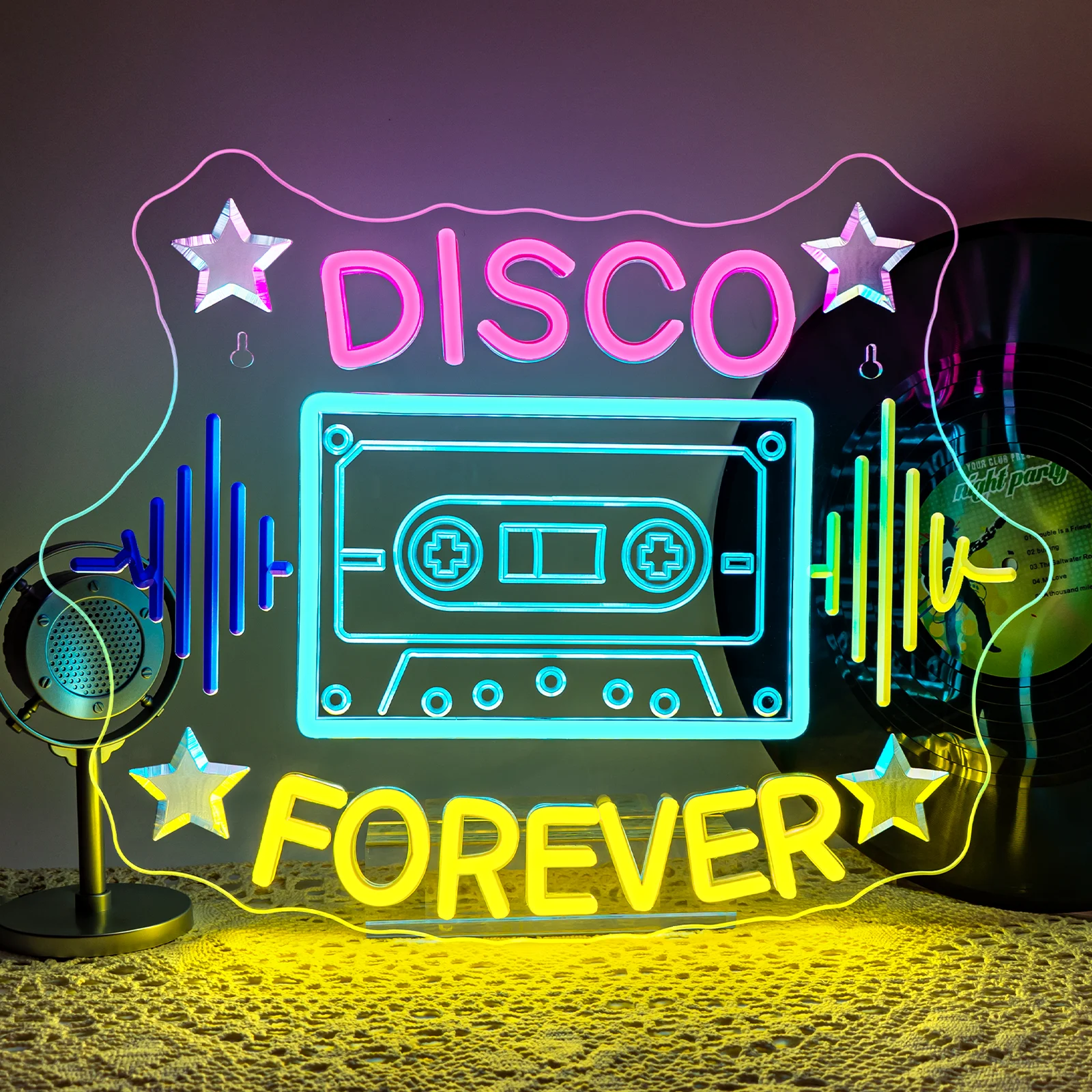 

Disco Forever neon sign for Wall Decor 5/12V USB Dimmable for Disco Lover Music Bar Music Studio Rec Room Bedroom Party Decor