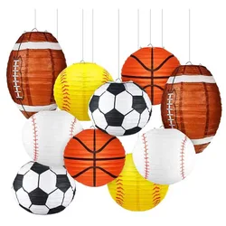 DIY Handmade Basketball Football Baseball Rugby Paper Lantern Fashion Lampshade Happy Birthday Party Decoration Kids Boy Supplie