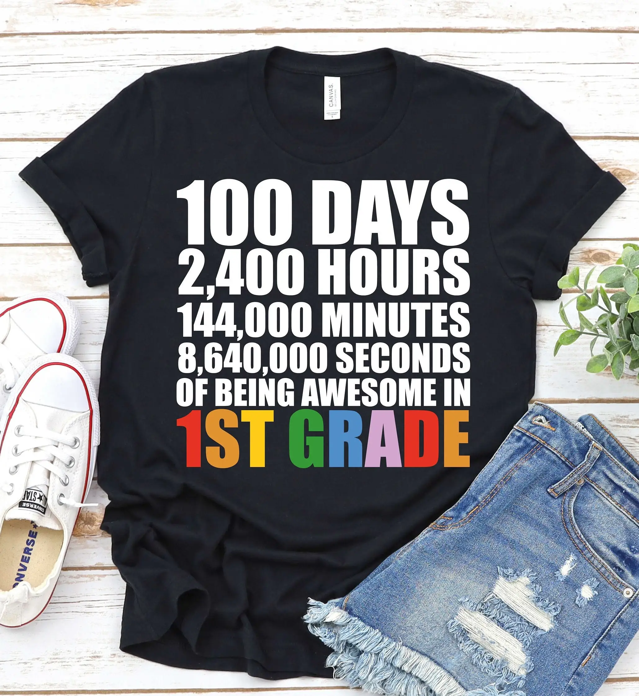 Happy 100Th Day Of School 1St Grade Teacher T Shirt Team First