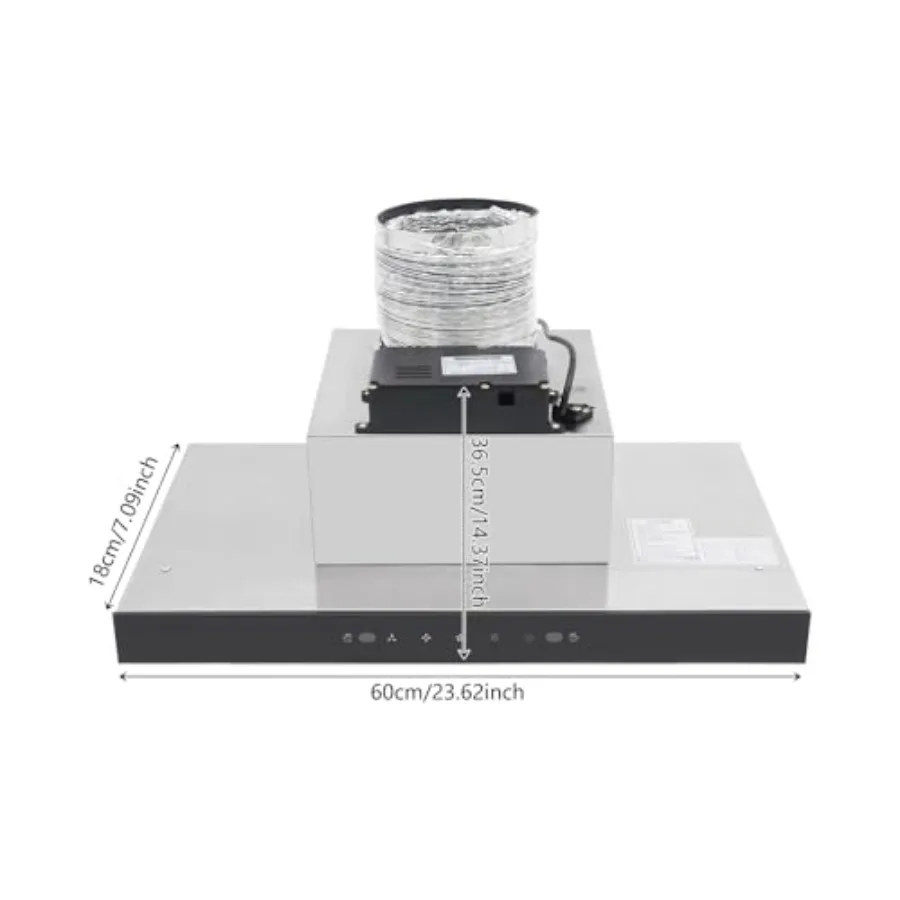 شفاط فوق الخزانة مقاس 23 بوصة لتهوية المطبخ ومروحة عادم من الفولاذ المقاوم للصدأ 350CFM مع 3 إعدادات للسرعة وإضاءة LED #2