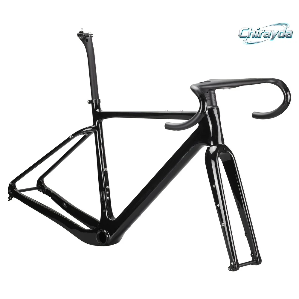 Chirayda 2025 T1100 Toray Telaio in ghiaia in fibra di carbonio - Freno a disco compatibile fino a 700x45C Pneumatici Dimensioni telaio 49-58 cm Peso 1223 g