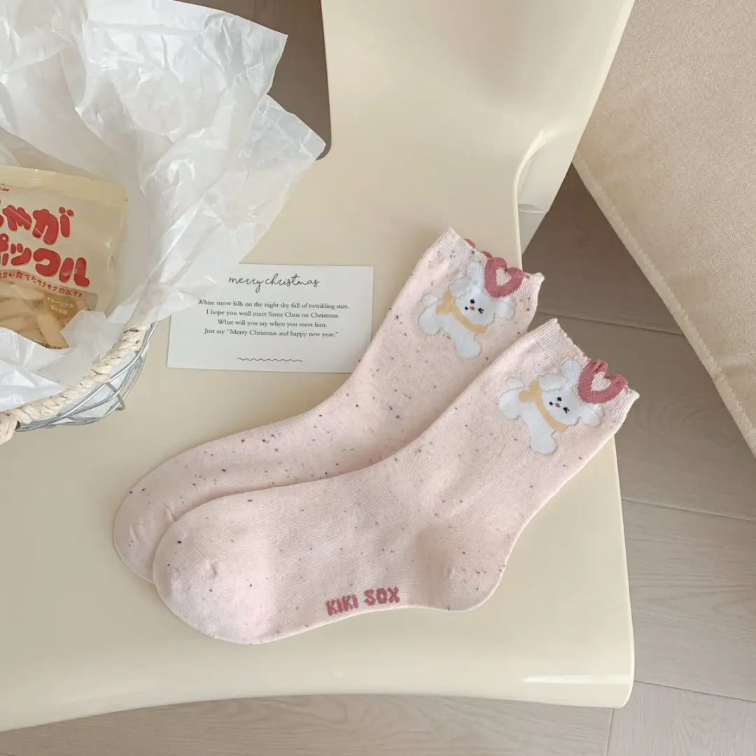 Children's Fun Point Yarn New Cute Cat Dog Cartoon Cotton Socks Mid-tube Socks Women's South Korea Ins Stacking Socks Women