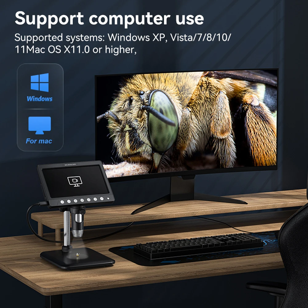 7 بوصة IPS شاشة لحام المجهر 8LED ضبط الضوء مجهر إلكتروني 5MP HD عدسة الإلكترونية HD التكبير المنظار #1