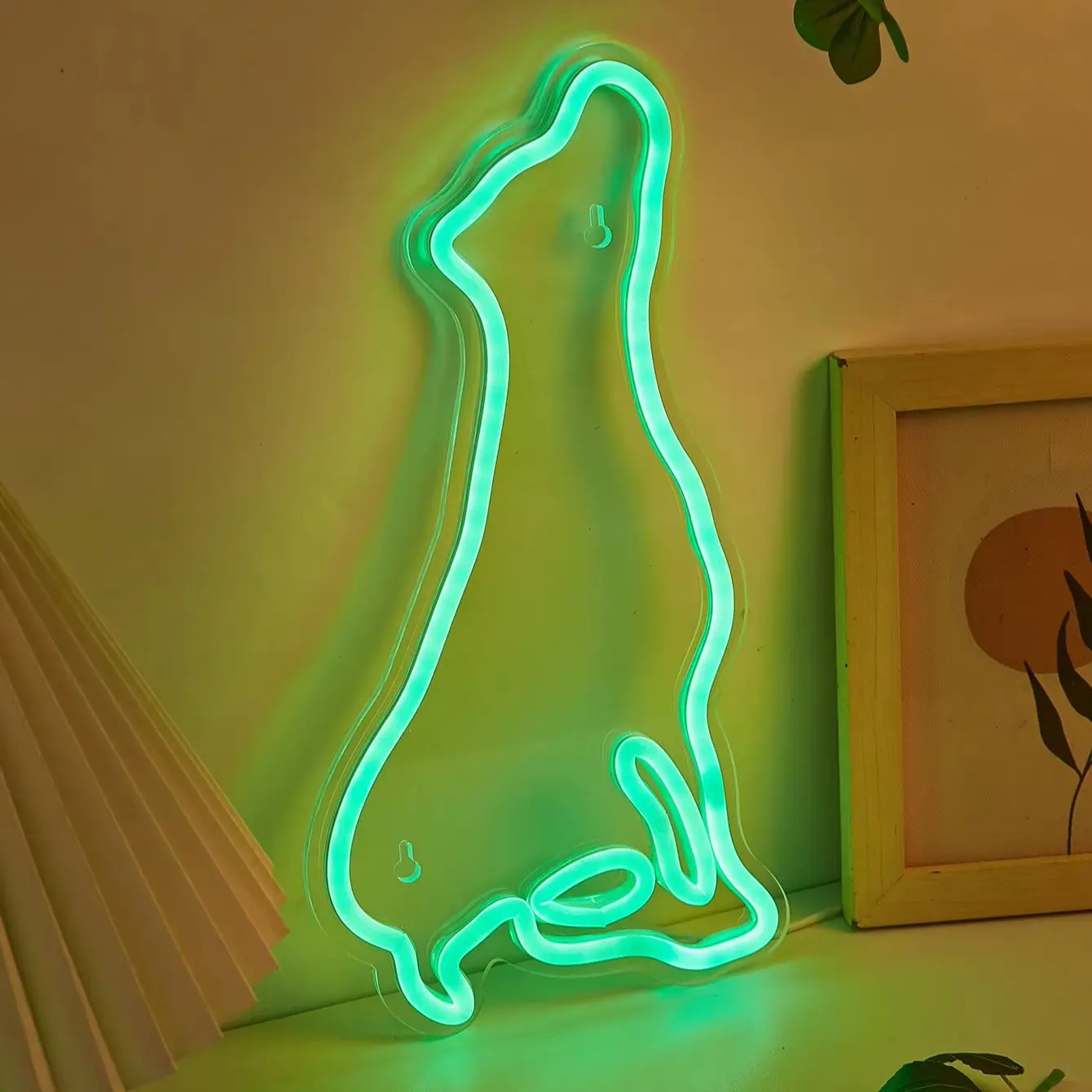 Chi-buy LED Neon green puppy USB Powered Neon Signs Night Light 3D Wall Art Bedroom Living Room Decor Lamp Signs