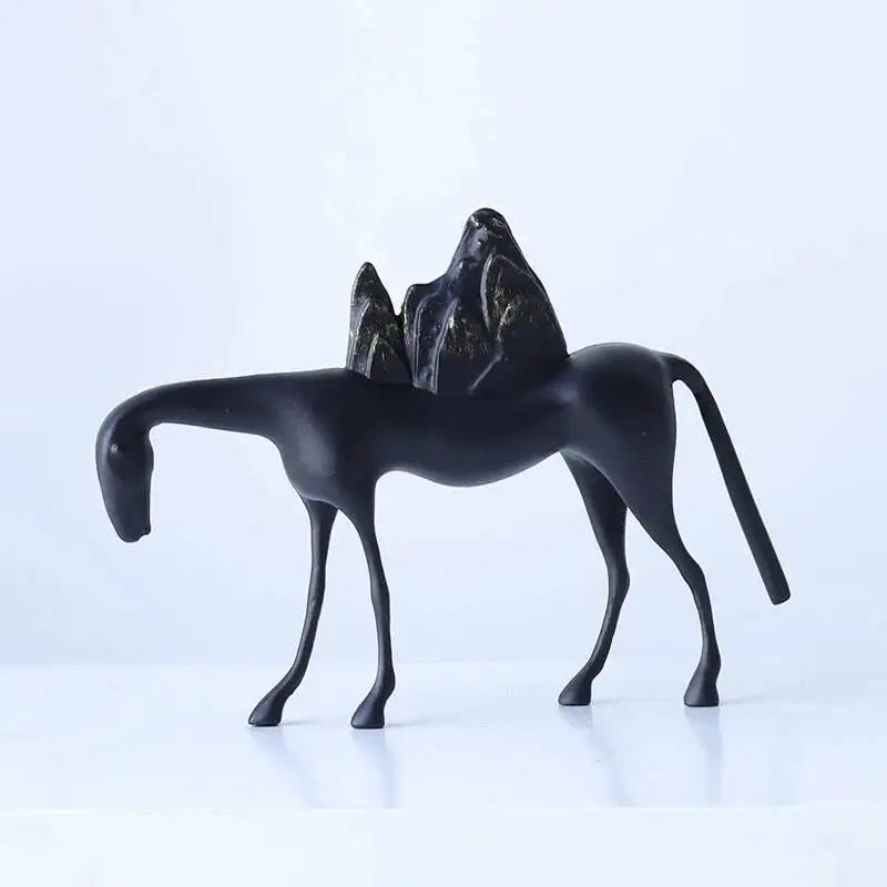 Metal Handicrafts Simulation Animal Sculpture Horse Ornament Camel Mountain Abstract Animal Statues Home Decoration