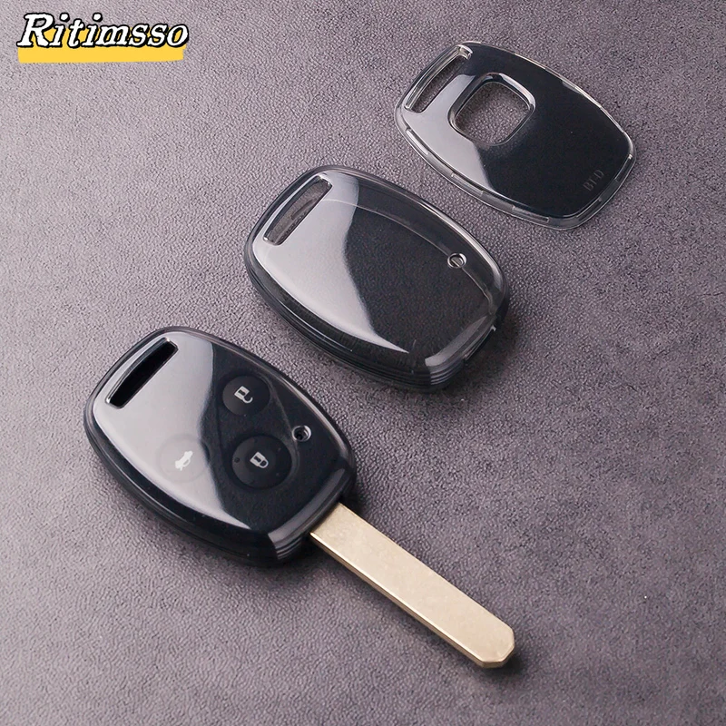 Key Fob Cover with Keyring for Honda 2003-2012 Accord 2006-2013 Civic 2005-2006 CR-V Pilot Fit Odyssey Ridgeline Smart Key