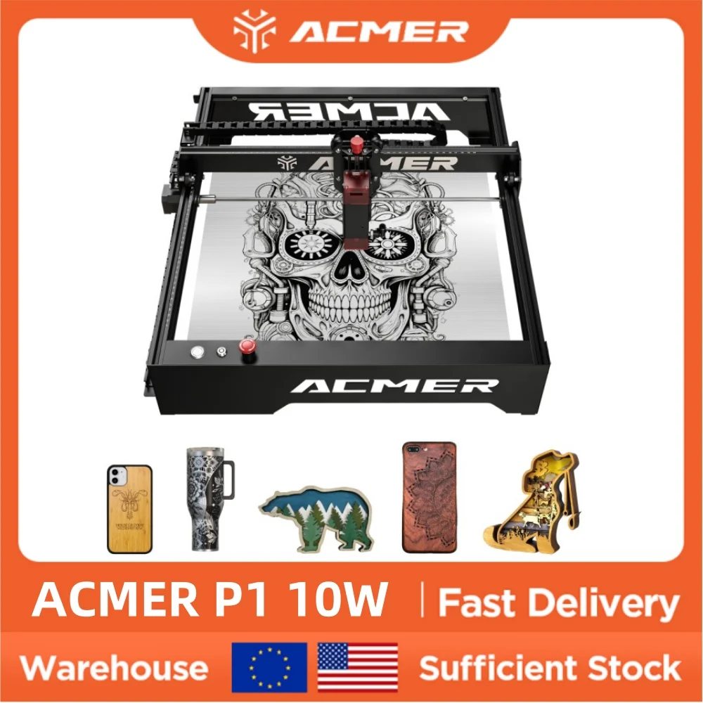 

ACMER P1 10W Powerful Laser Engraver With 10W Laser Head CNC laser Cutter Machine Wifi control For Metal Wood Acrylic 400x410cm