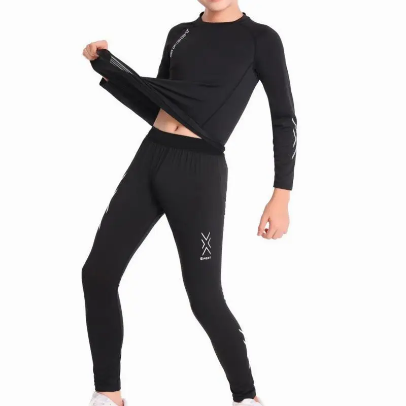 بدلة رياضية شتوية للأطفال ملابس داخلية حرارية سريعة الجفاف للأولاد ملابس رياضية مضغوطة لكرة السلة وكرة القدم #3