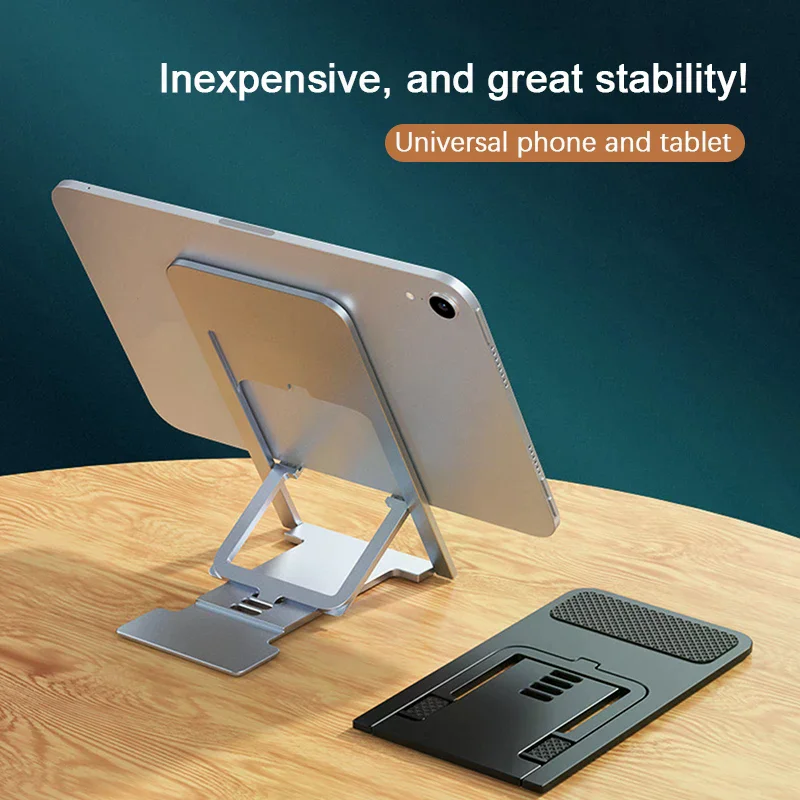 حامل هاتف محمول لسطح المكتب العالمي لهاتف IPhone IPad قابل للتعديل والكمبيوتر اللوحي وطاولة قابلة للطي وحامل مكتبي للهاتف الخلوي