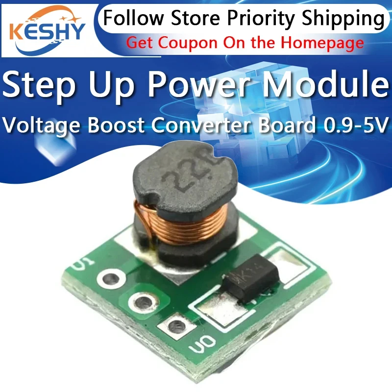 0,9–5 V bis 5 V DC-DC-Aufwärts-Leistungsmodul, Spannungs-Boost-Konverterplatine, 1,5 V, 1,8 V, 2,5 V, 3 V, 3,3 V, 3,7 V, 4,2 V bis 5 V